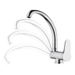 OMEGA Miscelatore monocomando per lavello, con bocca alta girevole, abbattibile finitura cromo