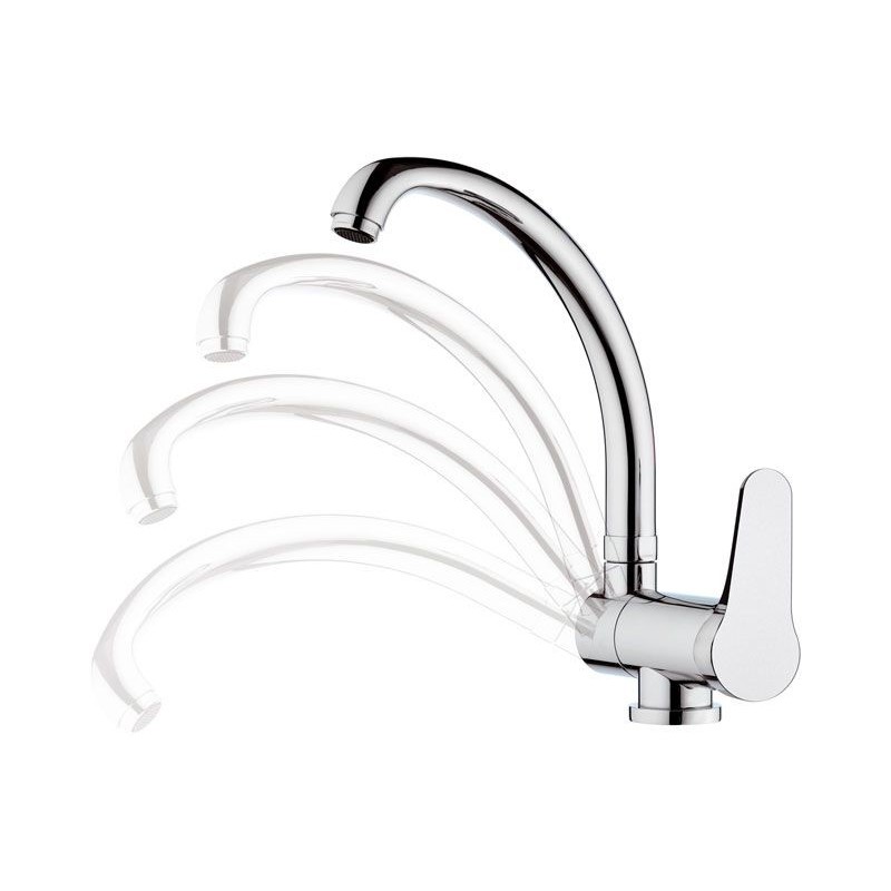 OMEGA Miscelatore monocomando per lavello, con bocca alta girevole, abbattibile finitura cromo