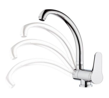 OMEGA Miscelatore monocomando per lavello, con bocca alta girevole, abbattibile finitura cromo