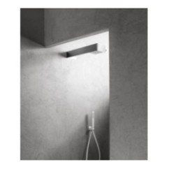 Soffione a parete in acciaio inox + ABS 200x200 mm finitura nero opaco/cromo