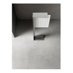 Soffione a parete in acciaio inox + ABS 200x200 mm finitura nero opaco/cromo