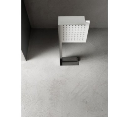 Soffione a parete in acciaio inox + ABS 200x200 mm finitura nero opaco/cromo