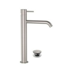 TOKYO STEEL Monocomando lavabo alto in acciaio inox con scarico click-clack