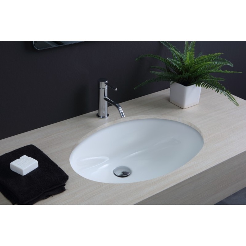 OVALE lavabo sottopiano finitura bianco lucido