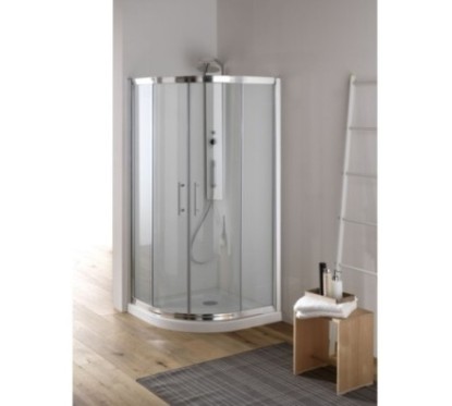 YUMI Box doccia Circolare scorrevole finitura bianco 80 cm h195 trasparente (misura 77/80-77/80 h.195 raggio 55)
