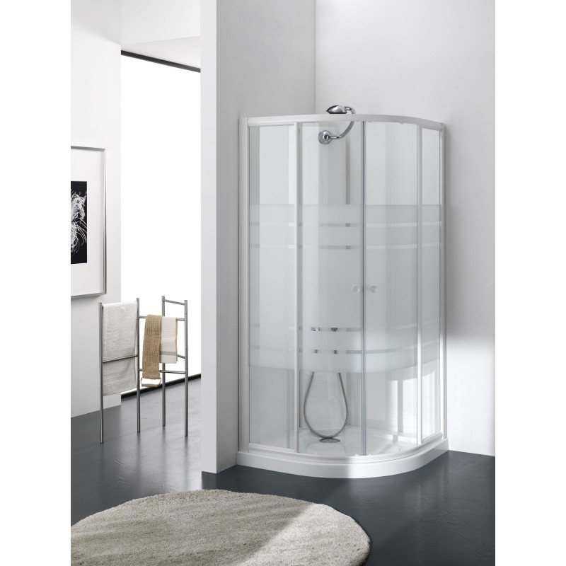 TAKO Box doccia Circolare scorrevole finitura bianco 80 cm trasparente (misura 78/80-78/90 h.185)