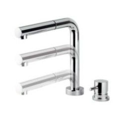 HI-TECH rubinetto monocomando lavello sottofinestra con canna abbattibile doccetta in ottone finitura cromo