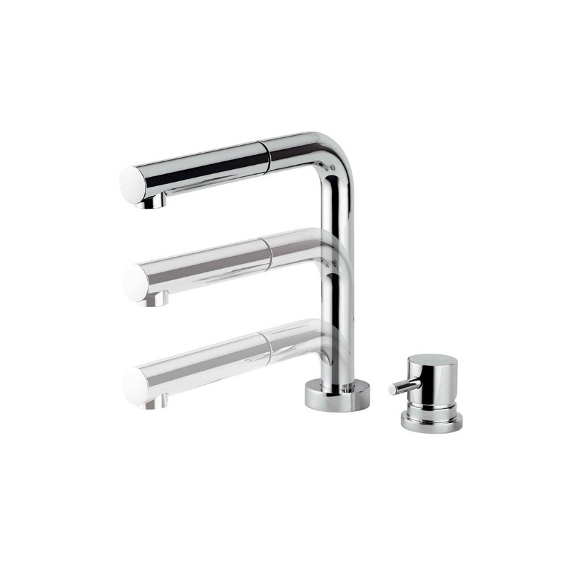 HI-TECH rubinetto monocomando lavello sottofinestra con canna abbattibile doccetta in ottone finitura cromo