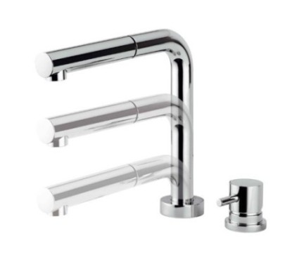 HI-TECH rubinetto monocomando lavello sottofinestra con canna abbattibile doccetta in ottone finitura cromo