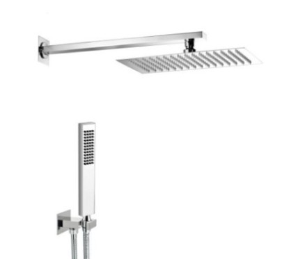 STEEL RETTANGOLO kit soffione in acciaio inox con presa acqua e doccia. Soffione 300x200 mm.