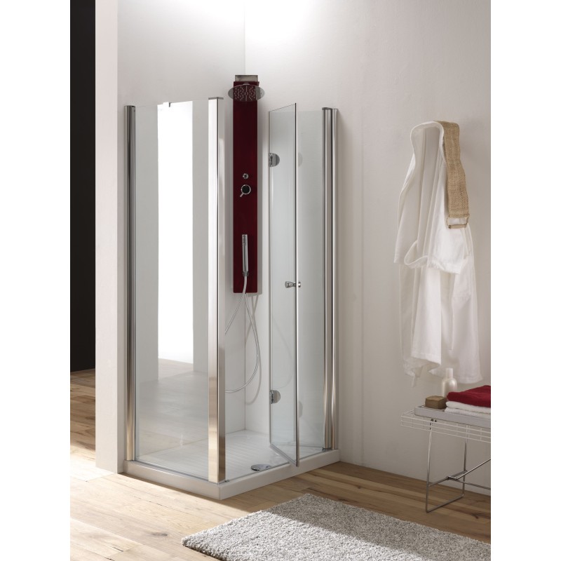 HIDRA DOOR Porta pieghevole finitura argento satinato 73 cm trasparente (misura 68/73 h.195)
