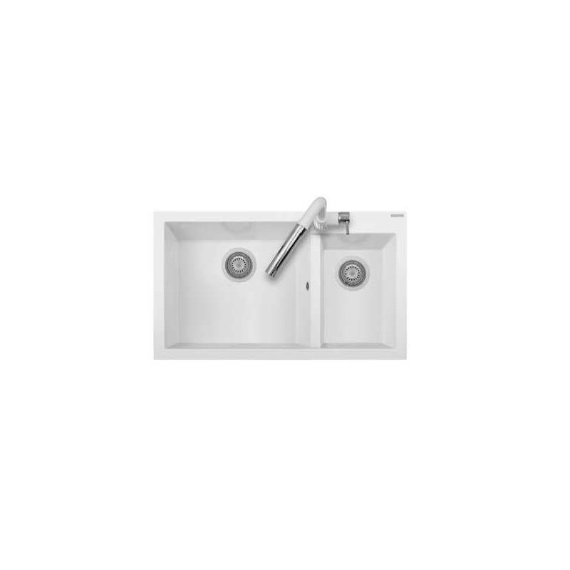 ONE 86.20ST Lavandino cucina a due vasche finitura nanostone N6 deep black
