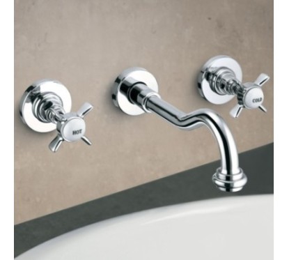 LIVINGSTONE batteria lavabo a parete finitura vecchio rame