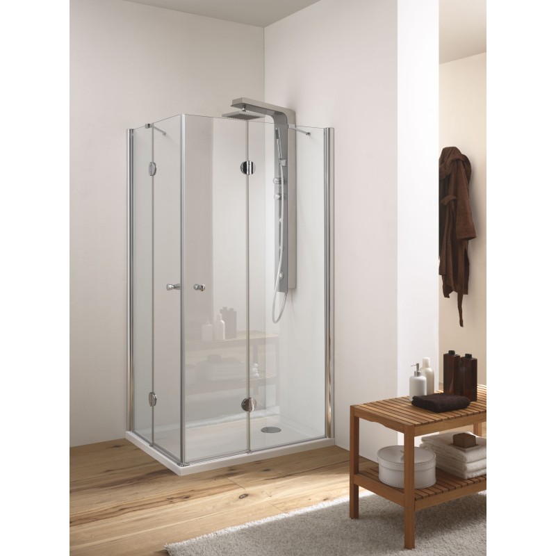 SKA Box doccia Angolare 2 battenti + 2 fisse finitura cromo 80 cm trasparente (misura 77/80-77/80 h.185)
