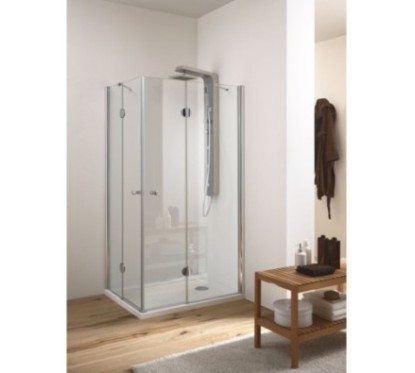 SKA Box doccia Angolare 2 battenti + 2 fisse finitura cromo 80 cm trasparente (misura 77/80-77/80 h.185)