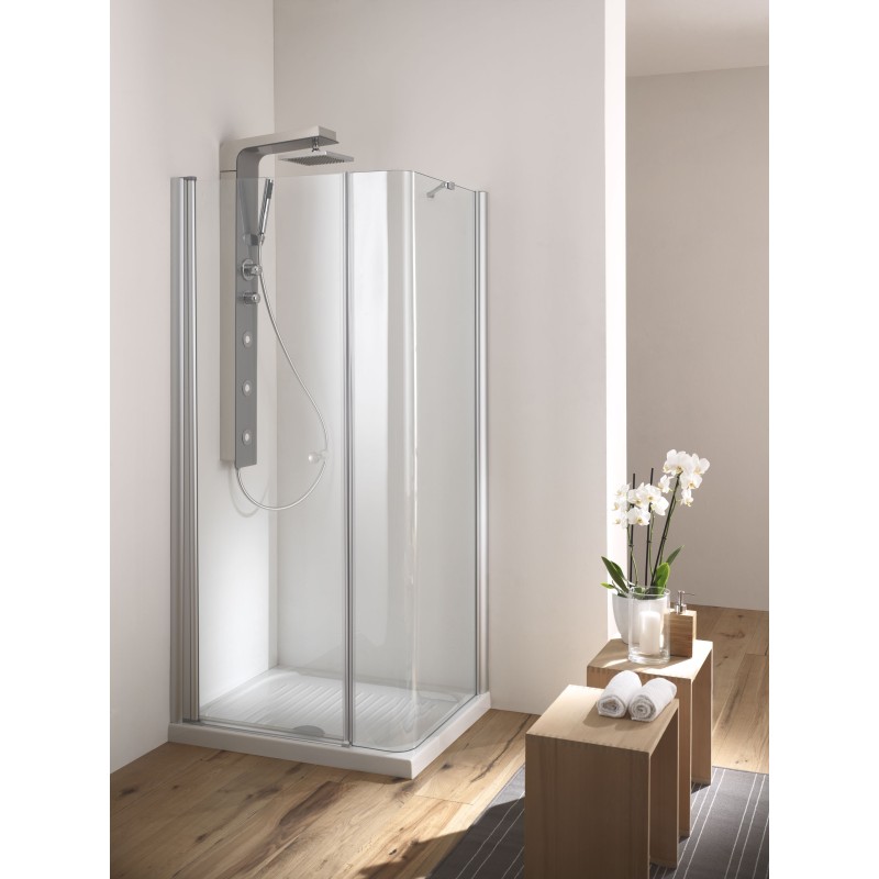SOHO Box doccia Angolare porta battente finitura bianco 70 cm trasparente (misura 68/70-68/70 h.200)