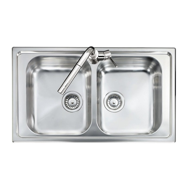 OLYMPUS lavello in acciaio inox a due vasche finitura satinato