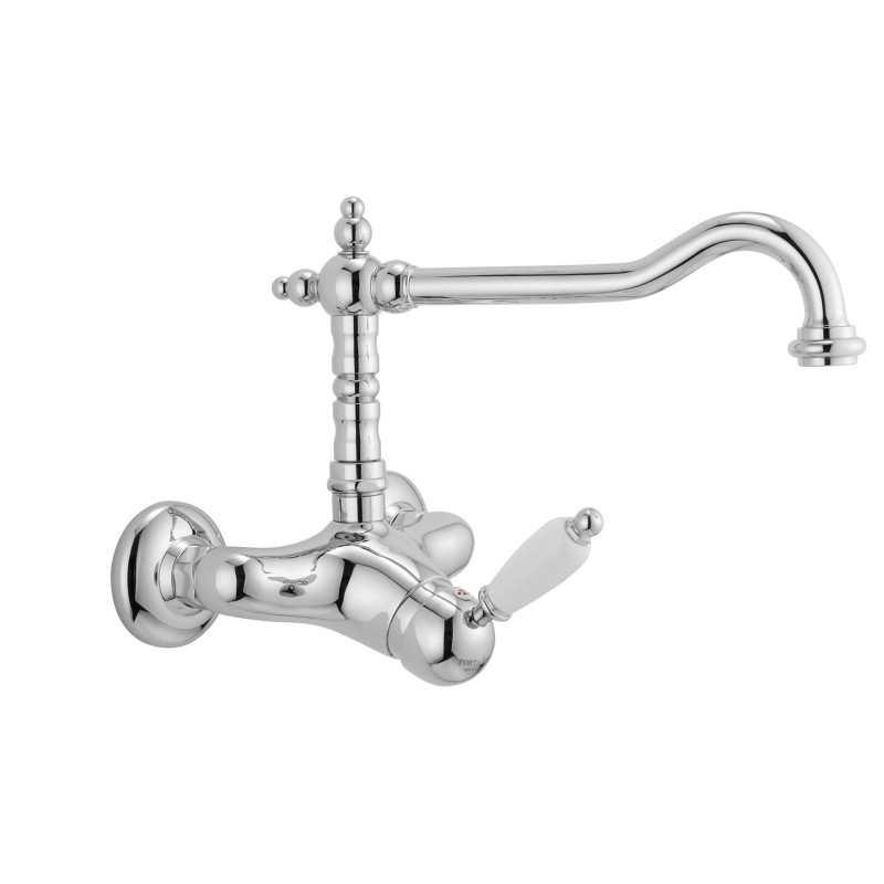 NEW OLD Monocomando lavello a parete canna alta finitura cromo