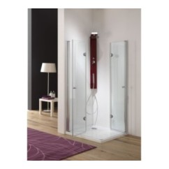 VEGA Box doccia Angolare con porte soffietto con cerniera finitura cromo 80 cm (misura 78/80-78/90 h.185)