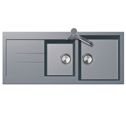 ELEGANCE 116.20 Lavello cucina a due vasche più scolapiatti finitura nanostone N3 argan