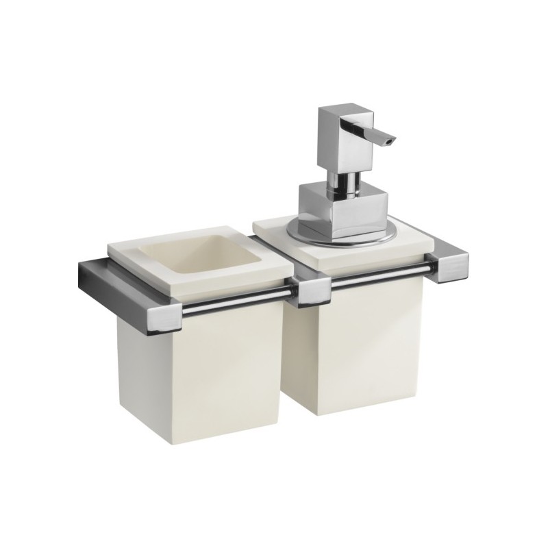 OSCAR porta bicchiere e dosatore finitura vetro nero