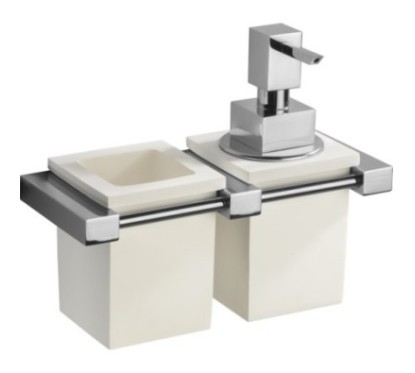 OSCAR porta bicchiere e dosatore finitura vetro nero