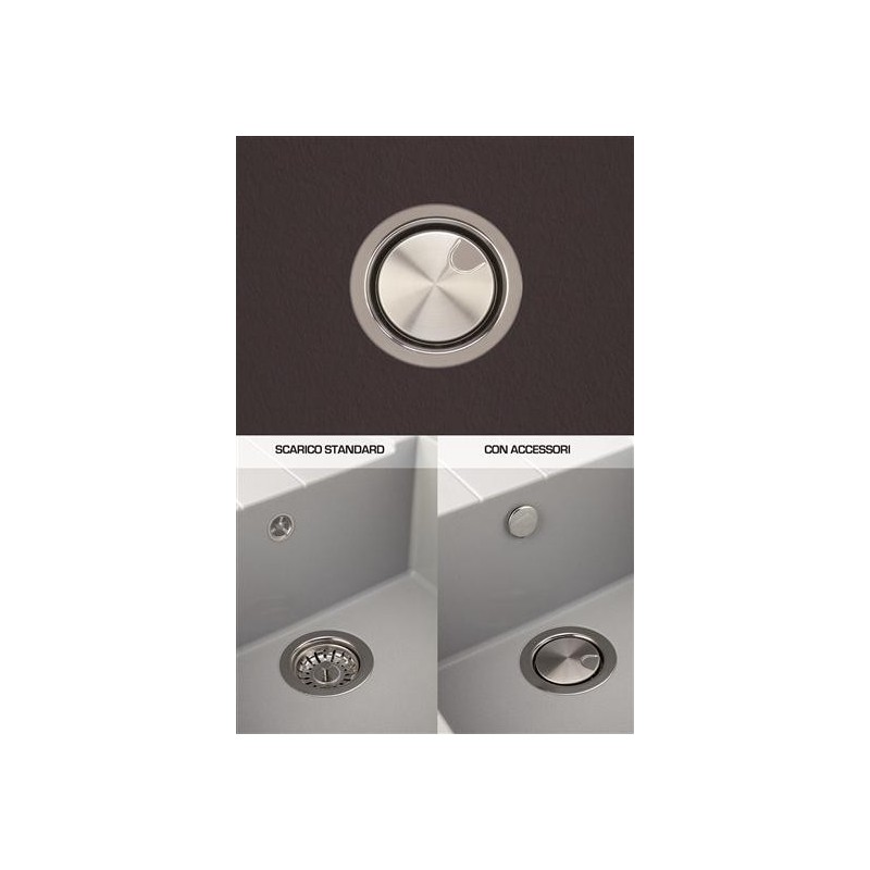 ELEGANCE 116.20 Lavello cucina a due vasche più scolapiatti finitura nanostone N6 deep black