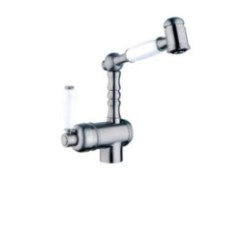 LONDON monocomando per lavello retrò con doccetta estraibile finitura vecchio argento