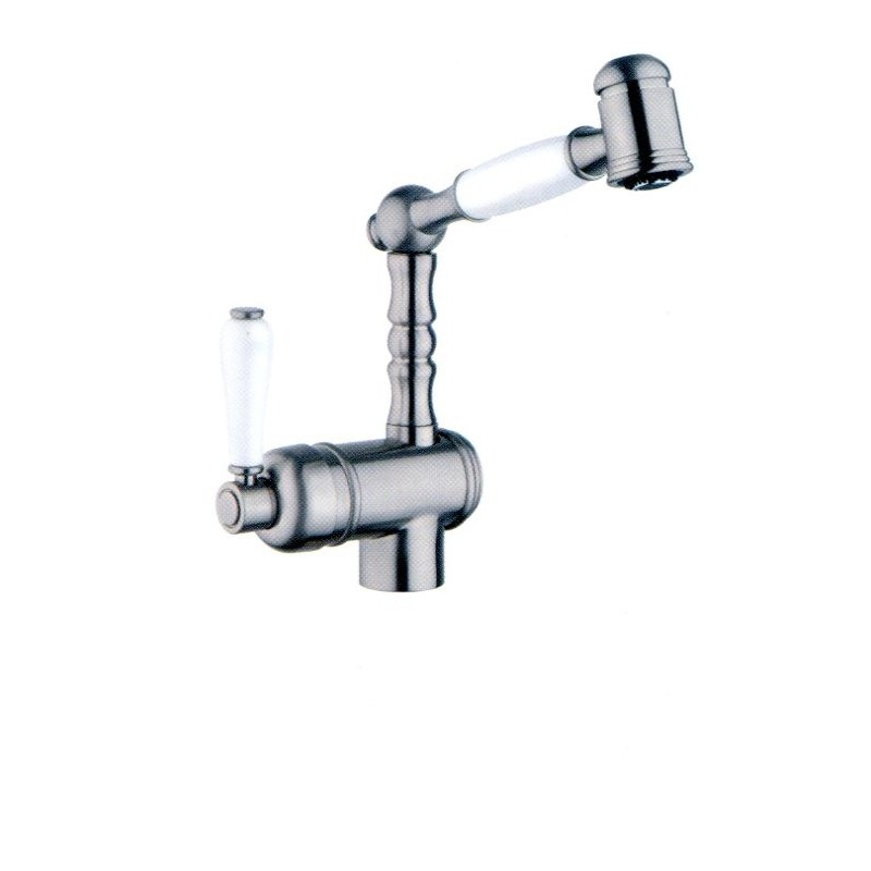 LONDON monocomando per lavello retrò con doccetta estraibile finitura vecchio argento