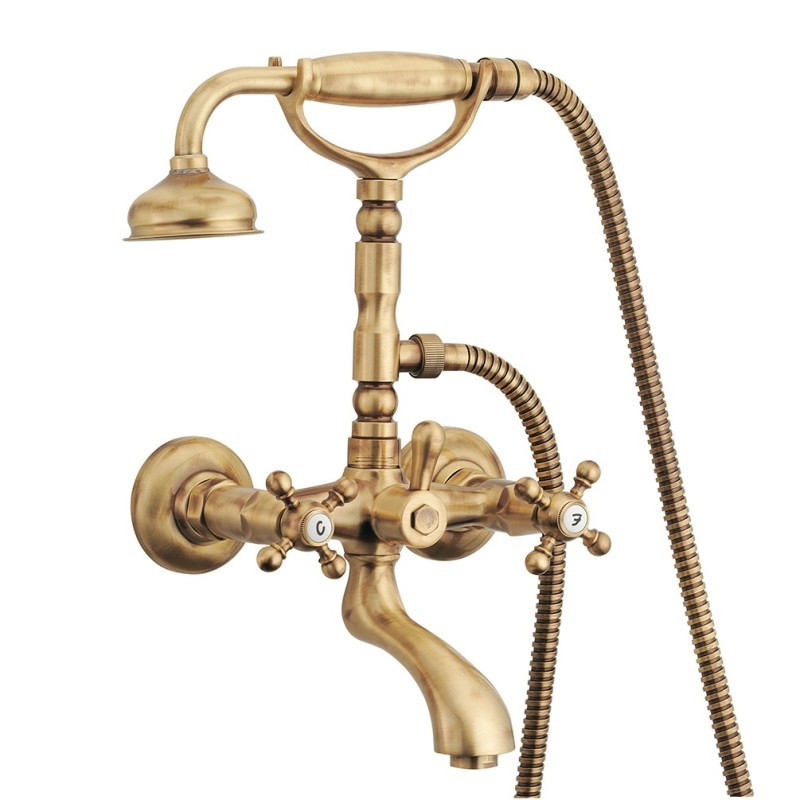 OLD FASHION Gruppo vasca esterno con kit doccia finitura bronzato