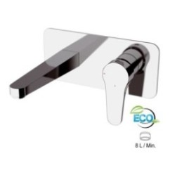 OMEGA ECO Miscelatore monocomando a incasso per lavabo, con piastra rettangolare finitura cromo