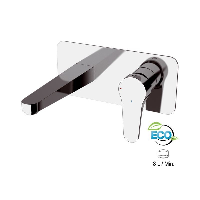 OMEGA ECO Miscelatore monocomando a incasso per lavabo, con piastra rettangolare finitura cromo