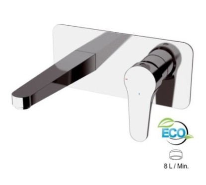 OMEGA ECO Miscelatore monocomando a incasso per lavabo, con piastra rettangolare finitura cromo