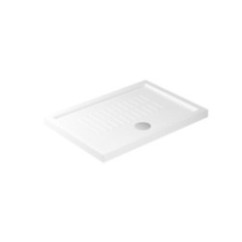 Piatto doccia ceramica rettangolare cm. 90x72 finitura bianco con piletta cromo altezza 4.5cm