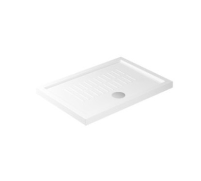 Piatto doccia ceramica rettangolare cm. 90x72 finitura bianco con piletta cromo altezza 4.5cm