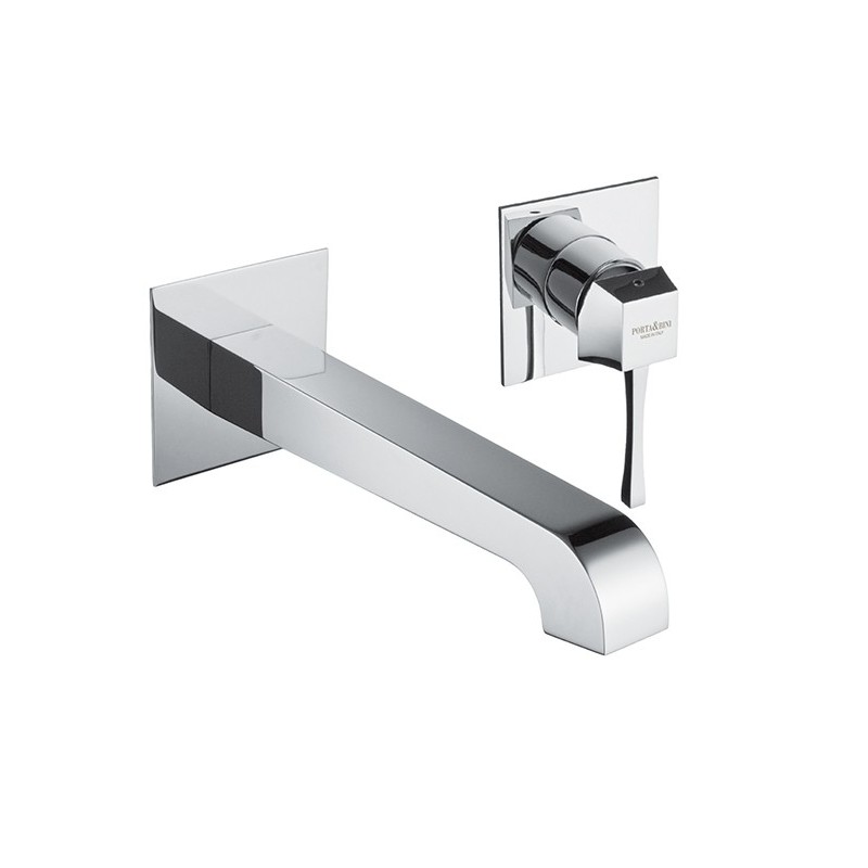 EOS Monocomando lavabo a muro due parti finitura nero opaco