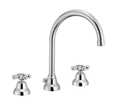 MAREA Batteria lavabo bocca girevole con scarico finitura ottone lucido