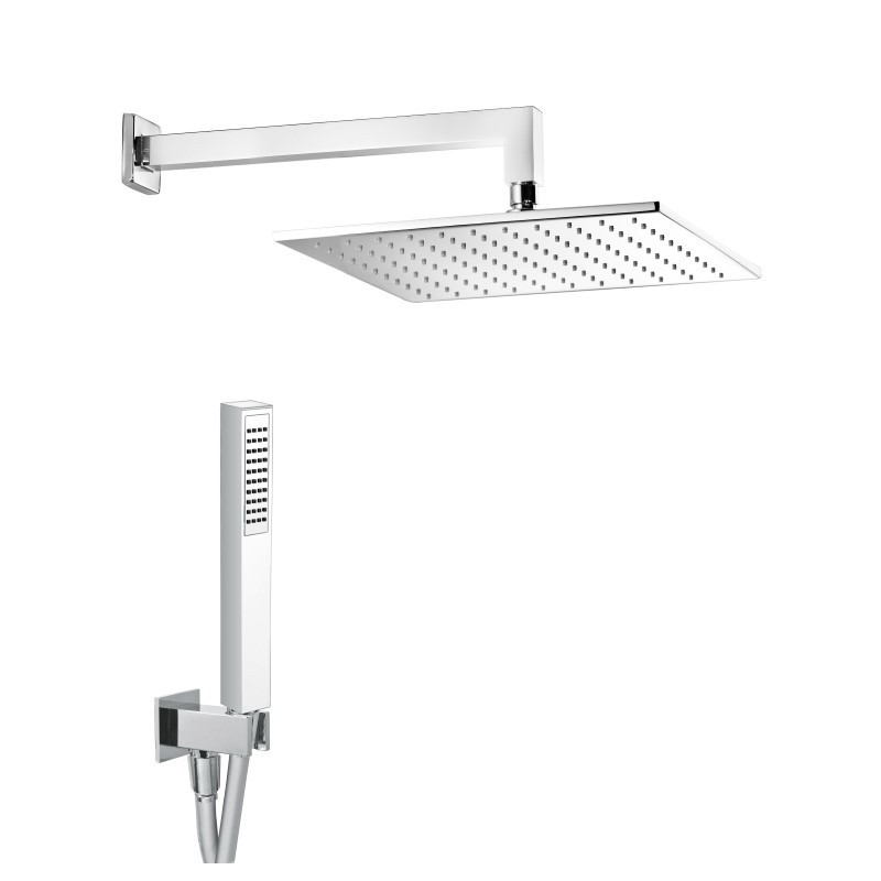 ELEGANCE QUADRO kit soffione con presa acqua e doccia. Soffione 250x250