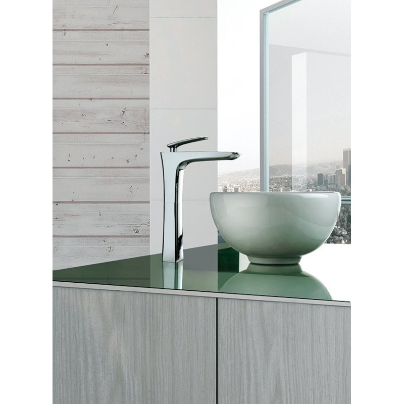 JULIA miscelatore lavabo alto con bocca mm 152 e scarico finitura cromo