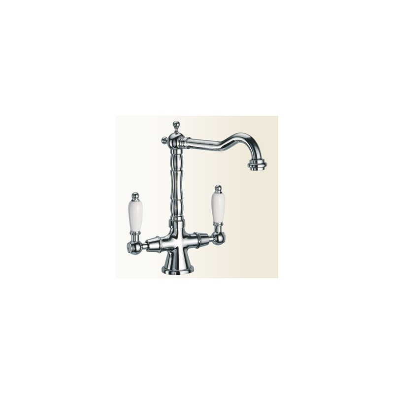 LOTUS Monoforo per lavabo con canna antica finitura cromo