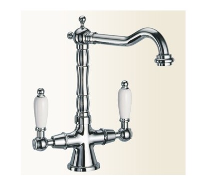 LOTUS Monoforo per lavabo con canna antica finitura cromo