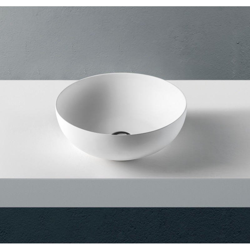 SOLID SURFACE - CORIAN Lavabo da appoggio cm Ø40 finitura bianco