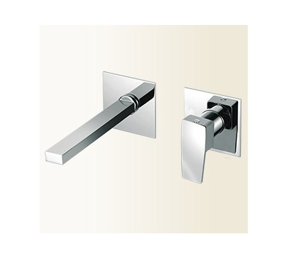 H2Q miscelatore monocomando lavabo a muro finitura nickel spazzolato