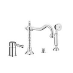 DALI' Batteria monocomando bordo vasca quattro fori con deviatore e bocca finitura dark copper