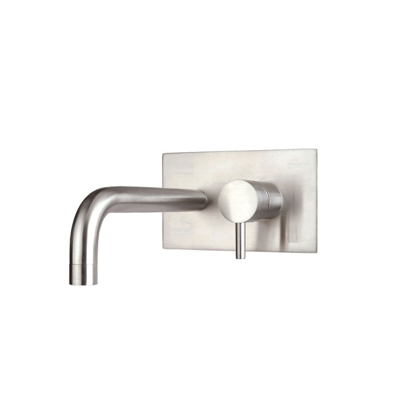 XONI miscelatore lavabo a parete in acciaio inox finitura cromo