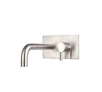 XONI miscelatore lavabo a parete in acciaio inox finitura cromo