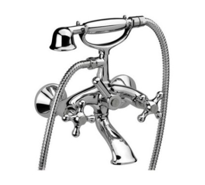 REVIVAL gruppo vasca esterno con doccia duplex e flessibile 150 cm finitura cromo