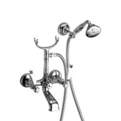 LOTUS Gruppo vasca esterno con kit doccia e duplex, doccetta con impugnatura bianca finitura vecchio bronzo