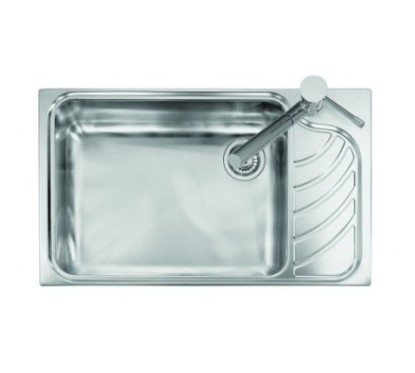 VINTAGE - INCASSO STANDARD E BORDO 8 mm lavello in acciaio inox ad una vasca grande più scolapiatti DX finitura satinato