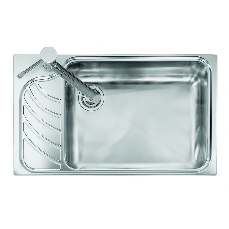 VINTAGE - INCASSO STANDARD E BORDO 8 mm lavello in acciaio inox ad una vasca grande più scolapiatti SX finitura satinato